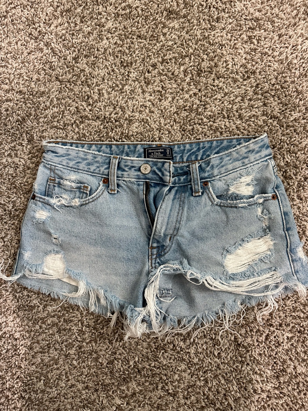 Abercrombie & Fitch Light Blue Distressed Denim Cutoff Shorts